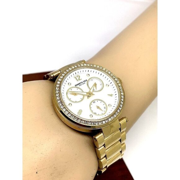 Kenneth Cole Women's Watch KC50735008 Quartz Mother of Pearl White Dial Gold - Picture 6 of 13